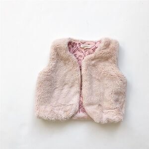 Angel & rocket blush faux fur vest EUC 9-12 months